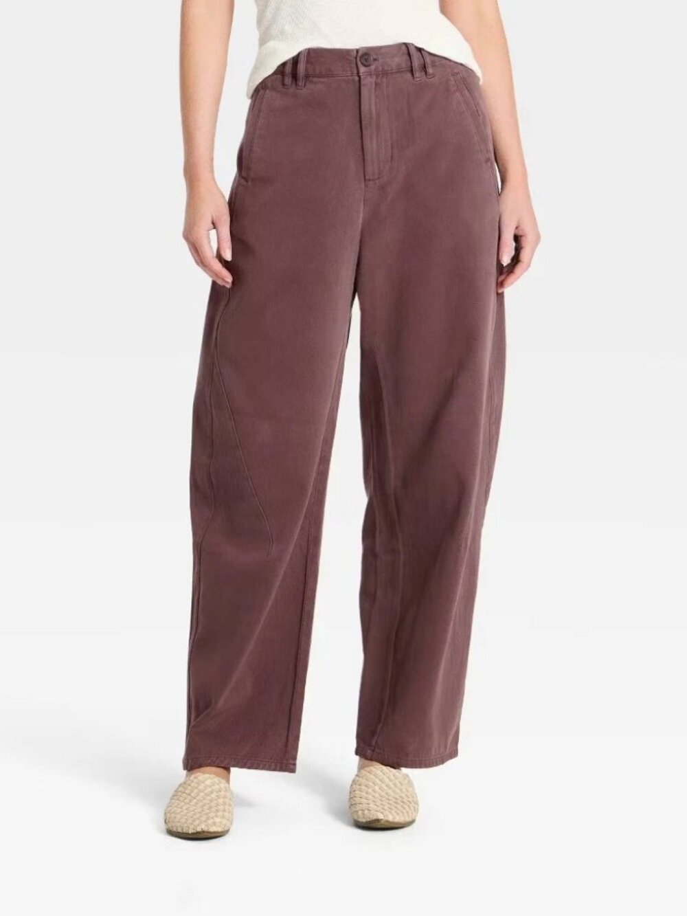 NWT Women's Universal Thread Size 10 High Rise Barrel Pants (Burgundy)